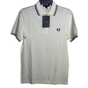 Fred Perry Short Sleeve Twin Tipped Polo Shirt, cream small $98